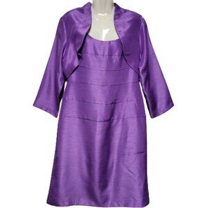 Plus Size Purple Dress and Crop Jacket Size 16- Mother of the Bride Dress- NWOT